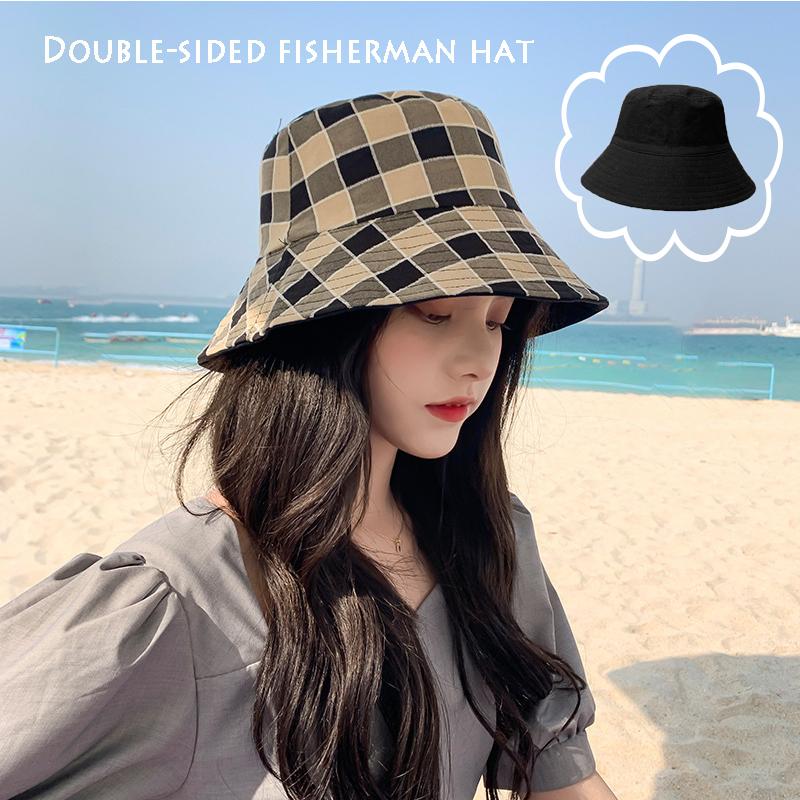 

Summer Women's Hat Thin Section Fashion Fisherman Double-Sided Wear Sun Protection Bucket Basin Panama Wide Brim Hats, Orange