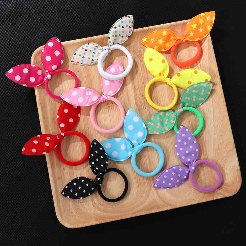 

10Pcs Cute Rabbit ear ring Girl Rubber band Elastic hair bands Baby Headwear Korean Children Hair Accessories Ornaments