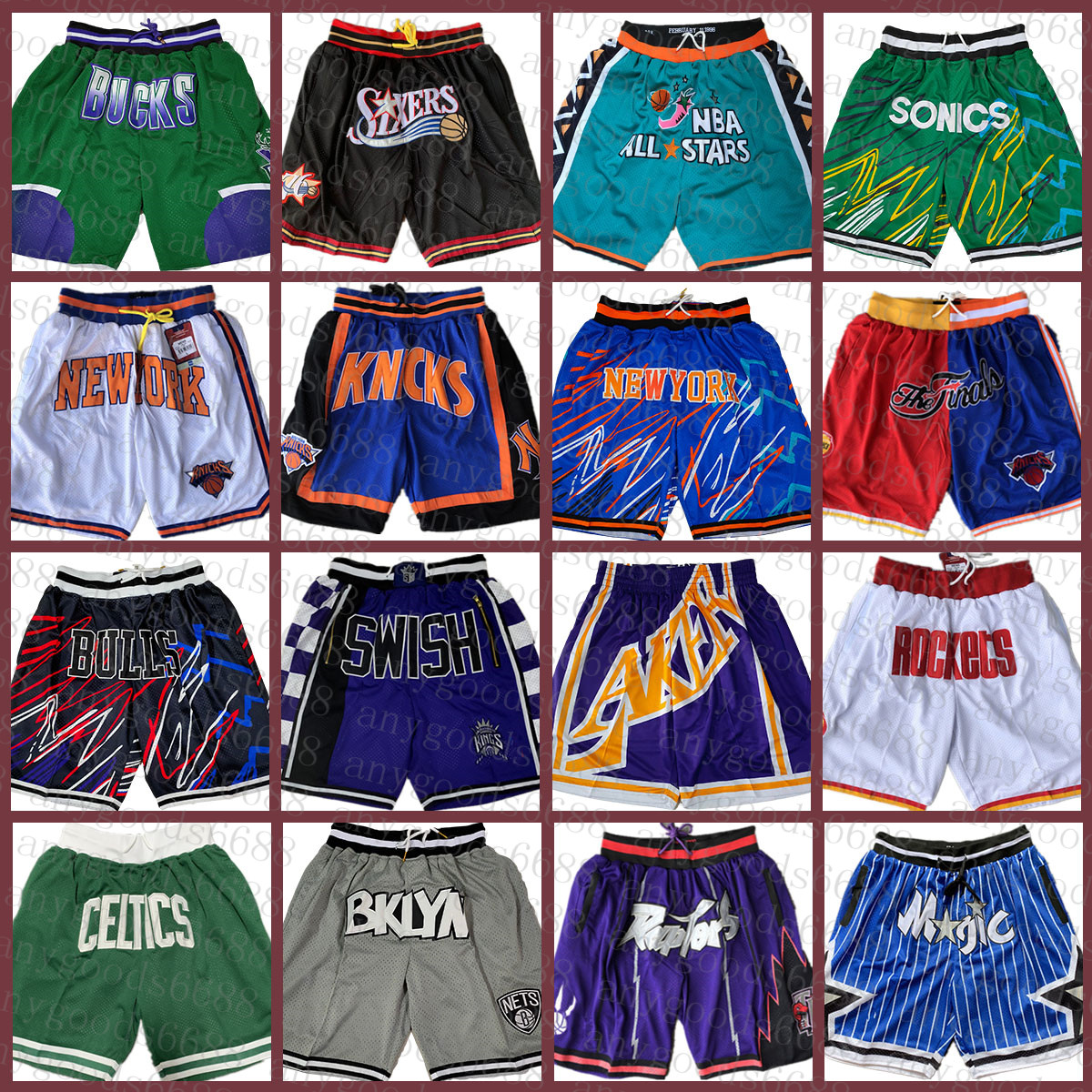 

Just DON 2022 New Best York Pink Knick Basketball Shorts Los Good Angeles Blue Lakeres Memphi Grizzlie Charlottes Hornet Pocket Shorts Quick Dry, Black;red