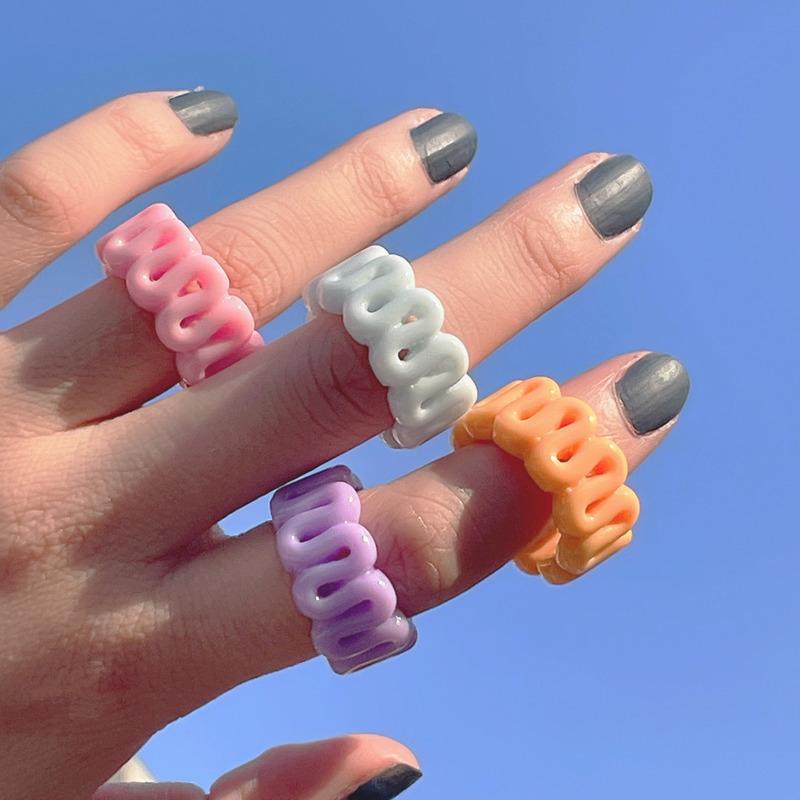 

Cluster Rings Sweet Irregular Hollow Acrylic Resin Vintage Candy Color Geometric Finger Summer Fashion Punk Statement Plastic Ring, Golden;silver