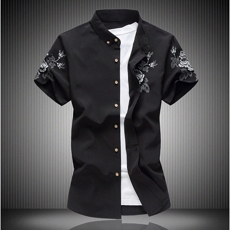 Men's Shirt Collar Classic Collar Street Daily Short Sleeve Slim Tops Chinese Style Fashion Comfortable White Black Wine / Summer a3ba#