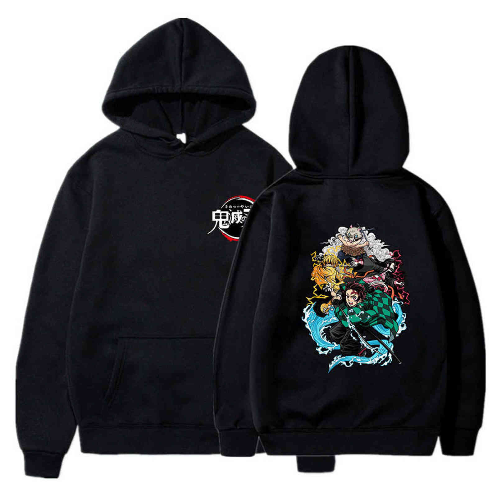 Mode Anime Demon Slayer Hoodie Hommes Femmes Harajuku Kimetsu No Yaiba Printemps Unisexe Sweats Streetwear Pulls XXS-4XL Y1120