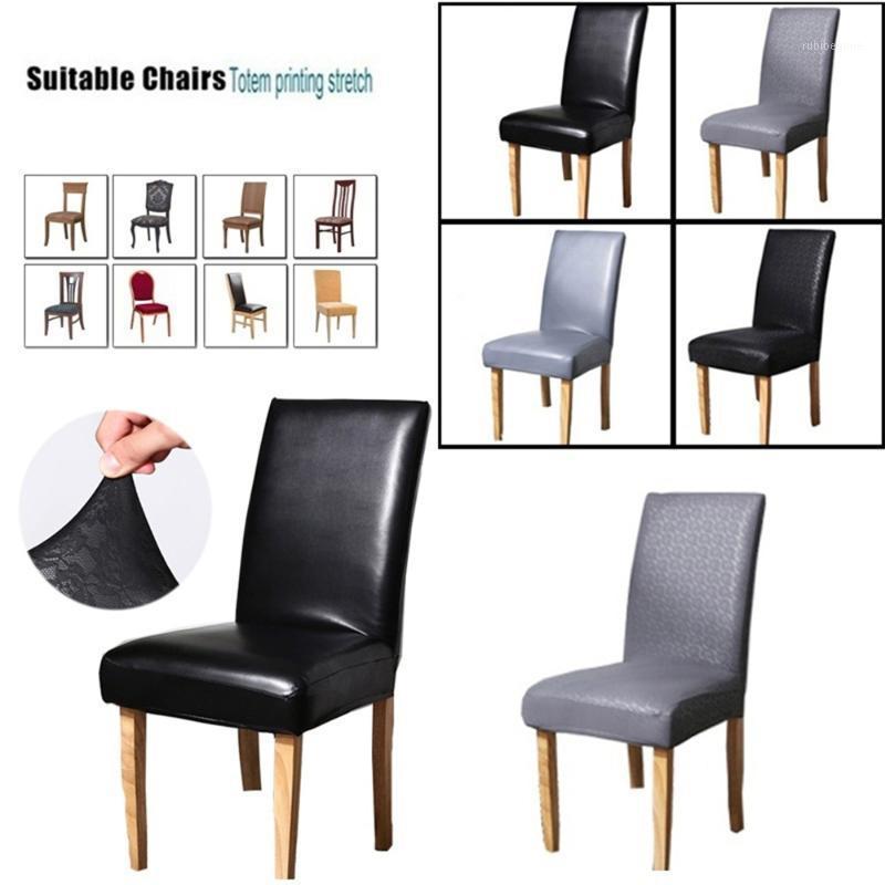

Chair Covers PU Leather Kitchen Bar Dining El Restaurant Wedding Part Decor Cover Banquet For Drop