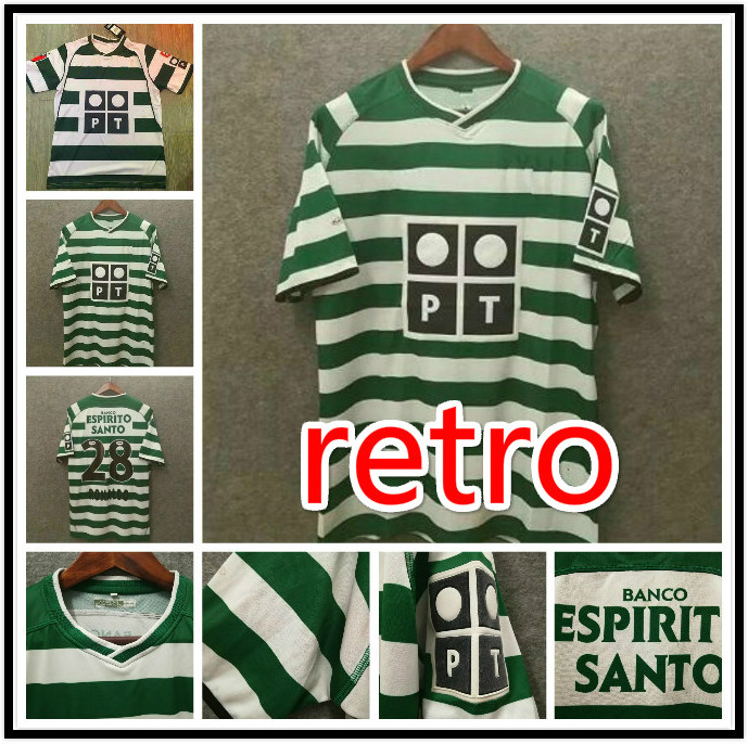 

S-2XL Sporting Lisbon retro 2002 2003 soccer jerseys #28 C.RONALDO 03 04 Vintage Maillot DANNY Camisa de futebol SA PINTO football shirts, Black;yellow