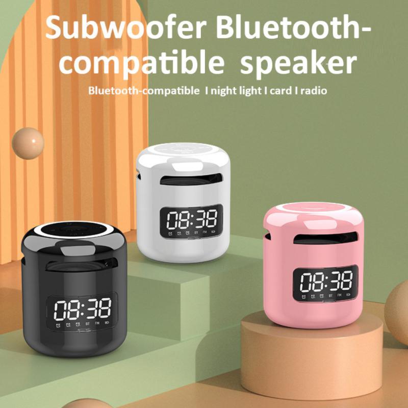 

Portable Speakers Speaker Wireless Bluetooth-compatible HiFi LED Night Light FM Radio Round Handsfree Smart Alarm Clock
