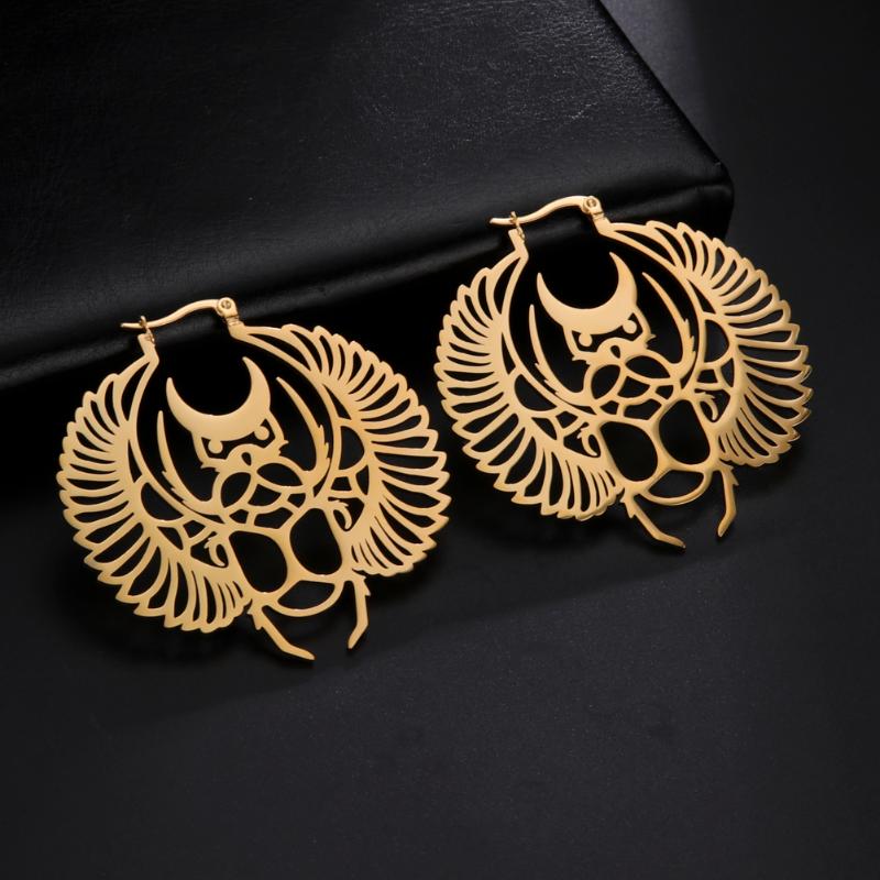 

Hoop & Huggie Skyrim Stainless Steel Punk Animal Bat Earrings For Women Vintage Gold Color 2021 Trend Birthday Jewelry Gift