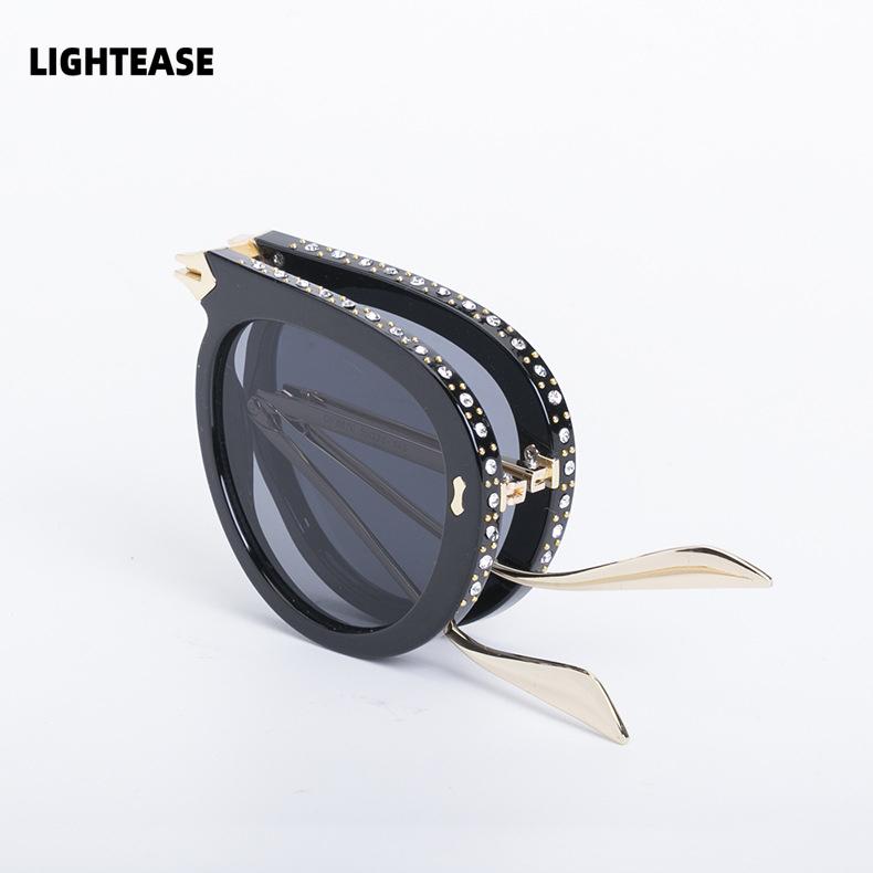 

Sunglasses Collapsible Women Luxury Diamond Sun Glass Men Metal Shades For UV400 Eyeglasses Clear