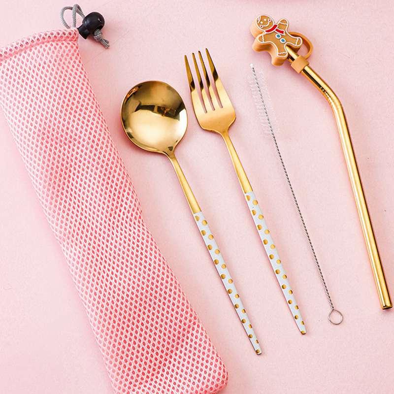 

Dinnerware Sets Portable Stainless Steel Set Fork Coffee Dessert Ice Cream Stirring Mixing Spoon Flatware Kitchen Cutlery Supplies