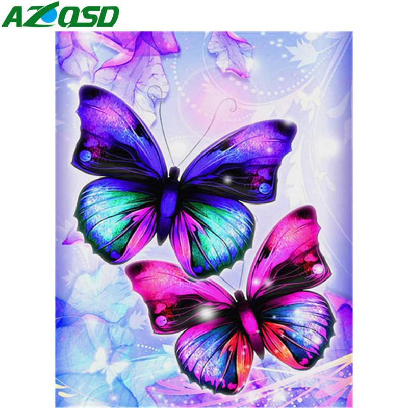 

Paintings AZQSD Oil Painting By Numbers Butterfly Wall Art 40x50cm Unframed Paint Number Animal DIY Kits Drawing Canvas Home Decor