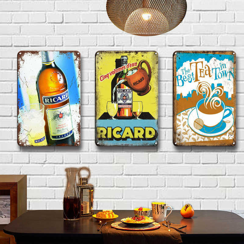 

Retro Ricard Orval Cocktail Beer Metal Plates Store Restaurant Bar Kitchen Wall signs Decorative Plaques AD Poster