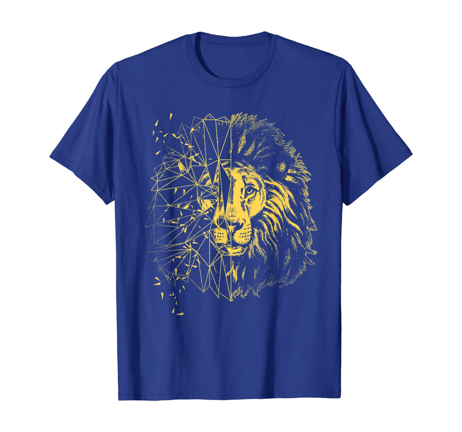 

lion t-shirt gold mane king, White;black