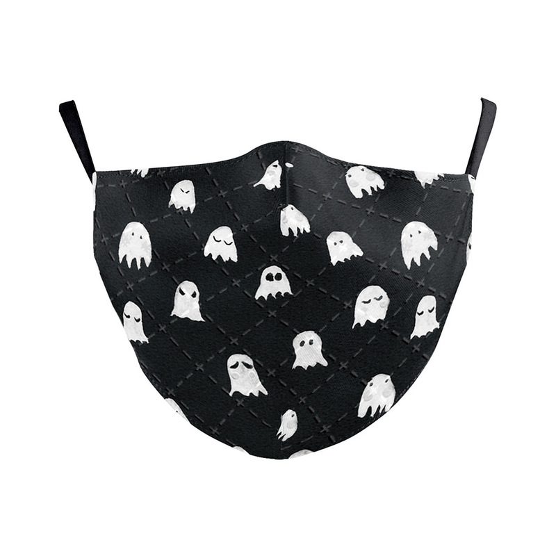 

Cute little ghost Pattern Printed Masks (No filter) Pack Of 5 Pieces High Quality Comfortable Hygiene Reusable Washable Effective Filtering Dust