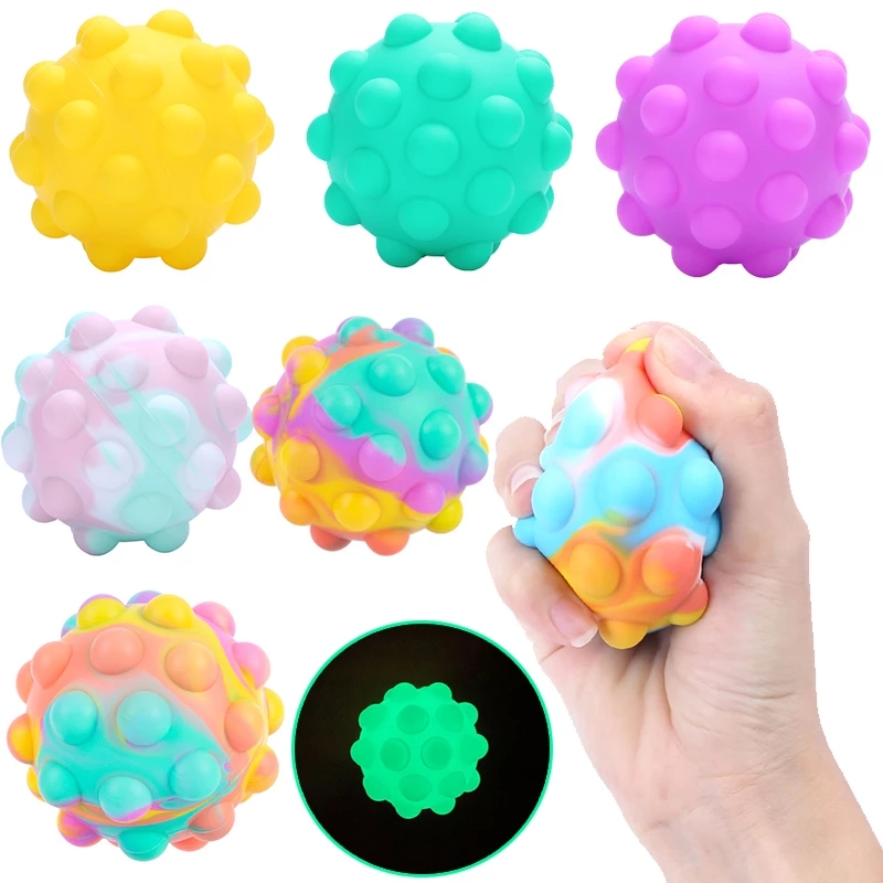 

New Antistress Cube Rainbow Decompresion Ball Push Bubble Fidget Toys Squeeze 3D Elastic Ball Kid Stress Relief Toy