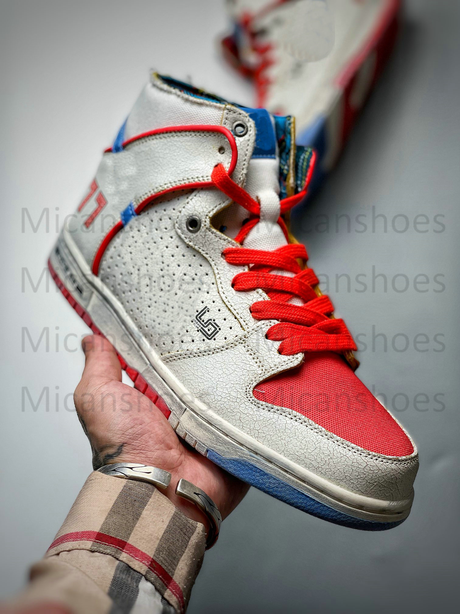 

Ishod Wair Magnus Walker X Dunks High Outdoor Shoes Women Man Athletic Sneakers 277 Designer Sports White Blue Red Sail Casual Trainer Sneaker, White;red