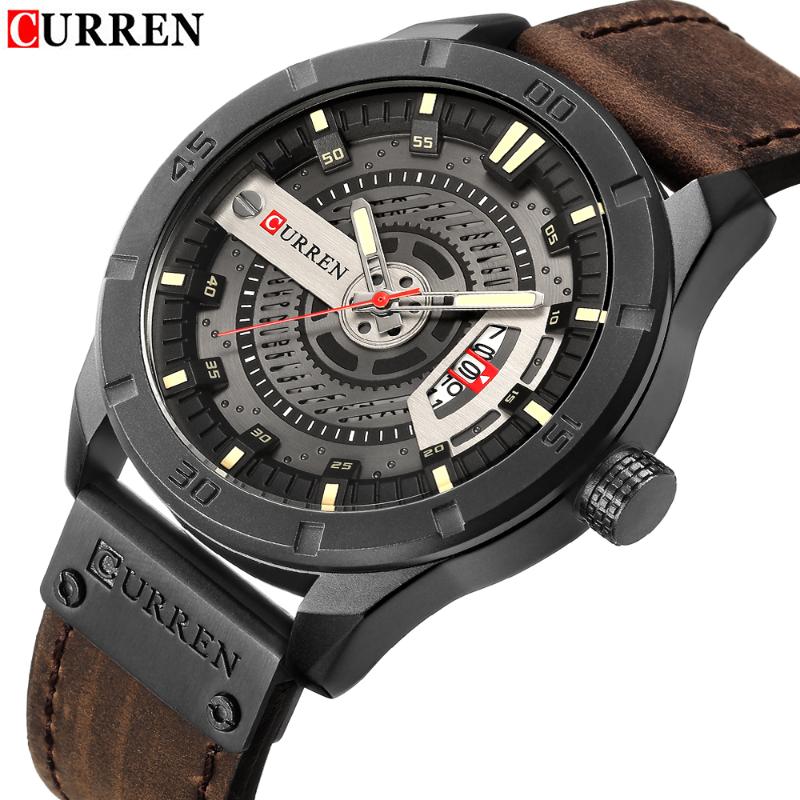 

Fashion Mens Watches Curren Leather Quartz Men Watch Casual Sport Clock Male Wristwatch Relogio Masculino Wristwatches, Slivery;brown