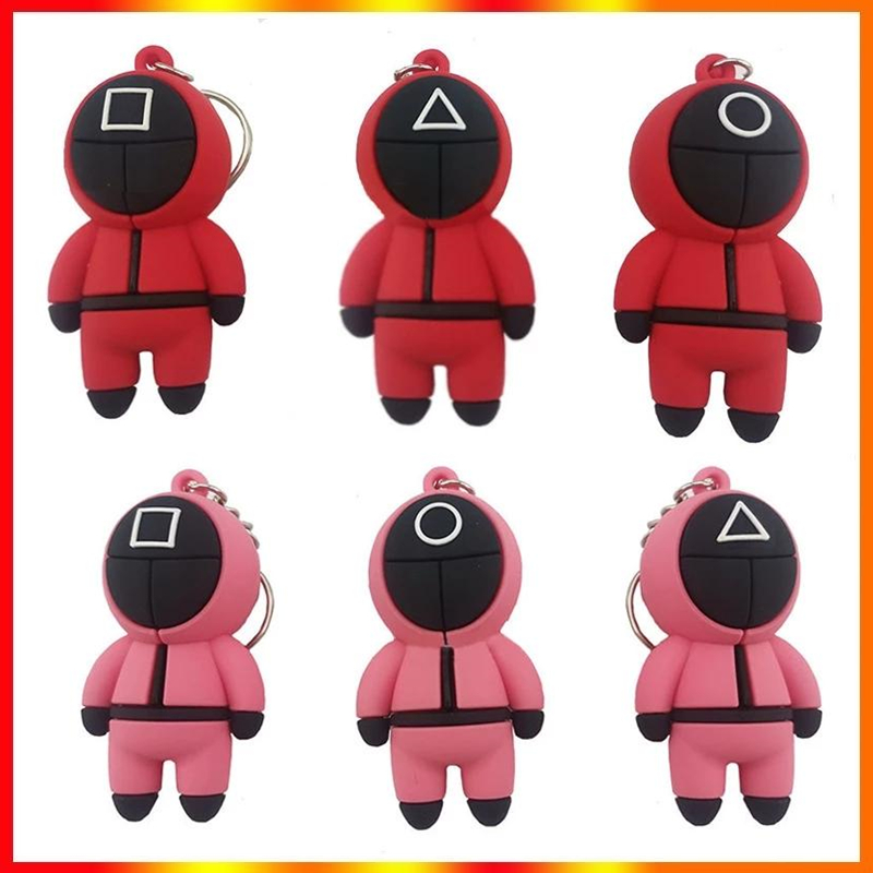

TV Squid Game Keychain Popular Toy Anime Surrounding Wooden People Pontang PVC Keychains Friends Halloween Party Favor Gifts In stock