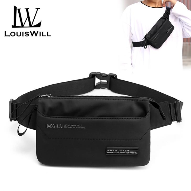 

LouisWill Men Waist Packs Fashion Chest Bags Waterproof Sling Crossbody Nylon Pouch Sports Travel Handbags