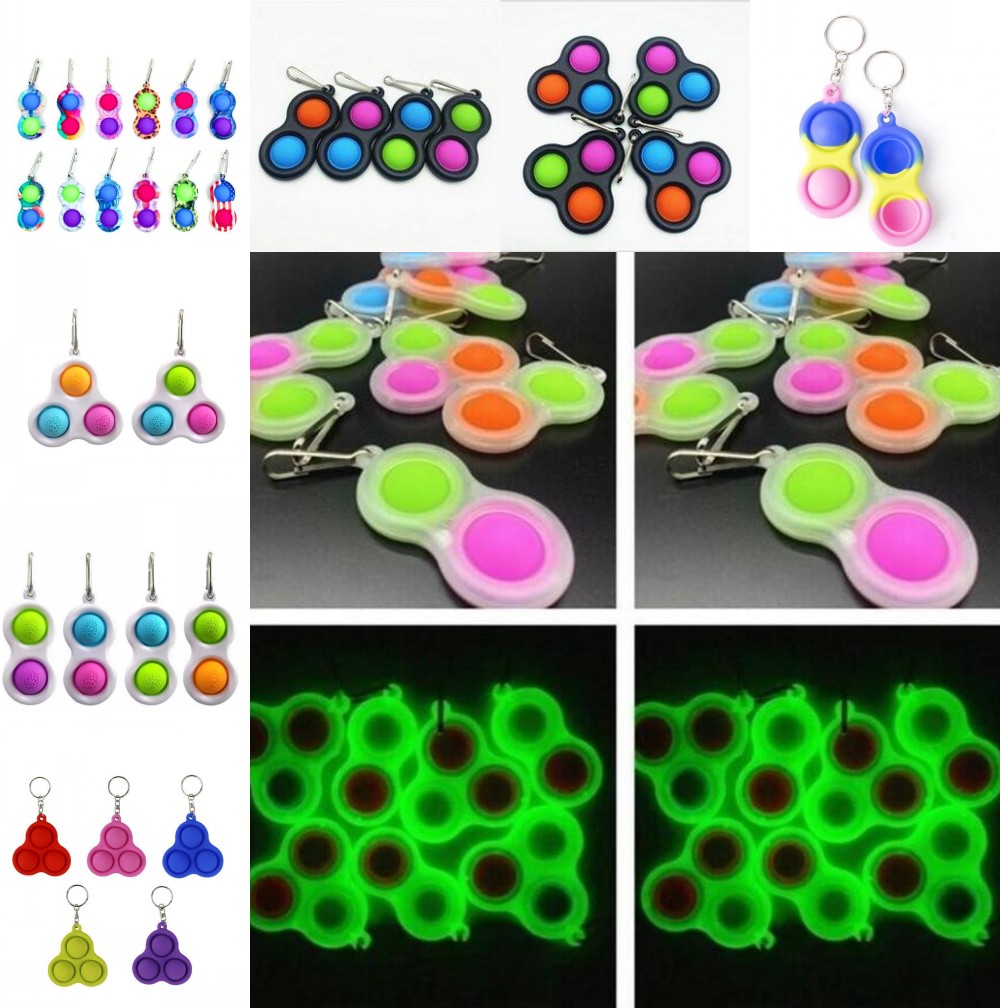 

Metal Clip Simple Dimple Key Ring Silicone Push Bubble Toys Keychain Fidget Sensory Toys USA Flags Camo Border Fingertip FY4491