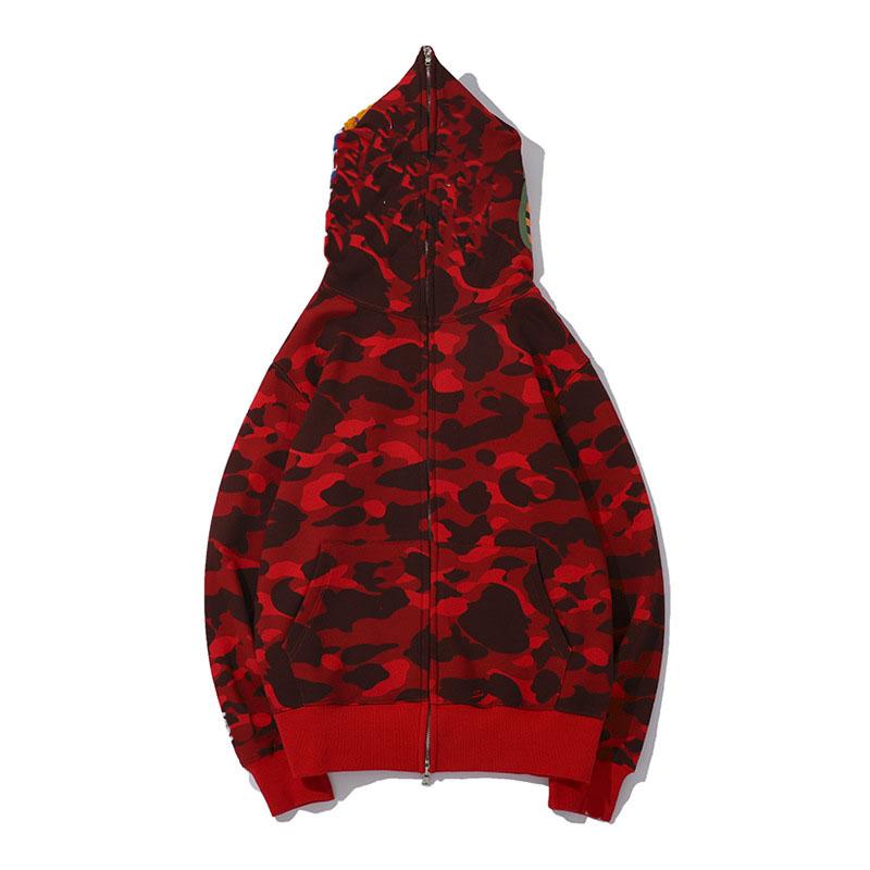

Newest Lover Shark Print Cotton Sweater Hoodies Men's Casual Purple Red Camo Cardigan Hooded Jacket Sizes M-3XL, Black