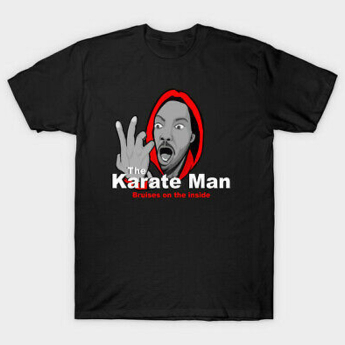 

R1 Eddie Murphy The Karate Man Bruises On The Inside Funny Meme Black T-Shirt, White;black