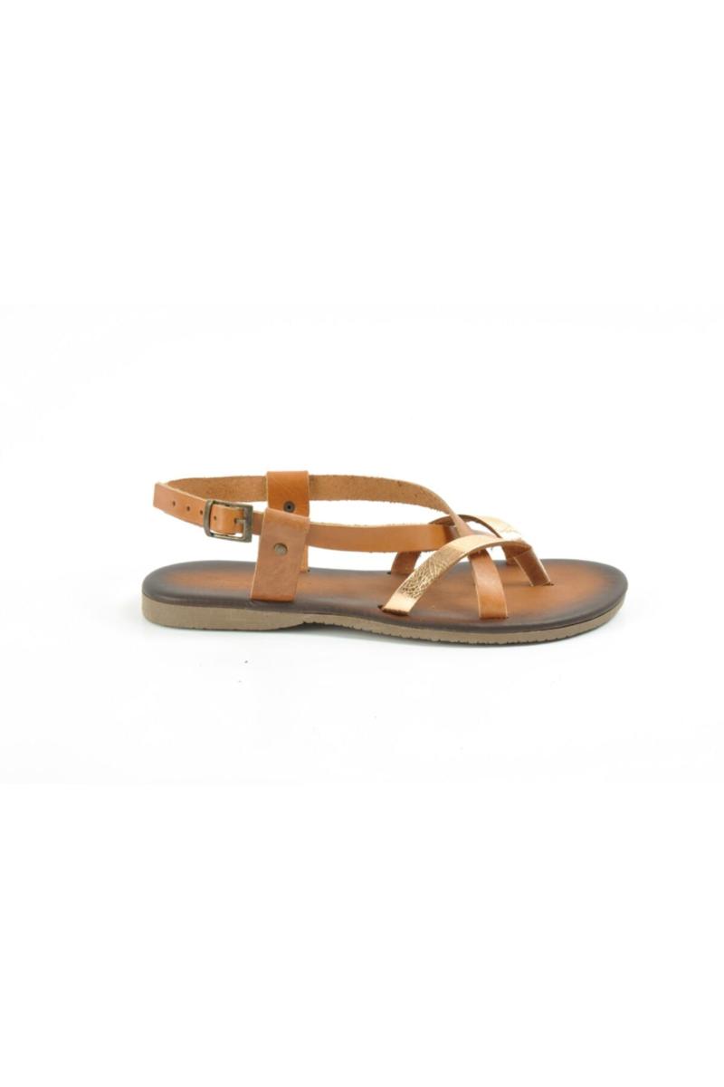 

Sandals Women's Brown Season Genuine Leather Thong Tan Color, As pic