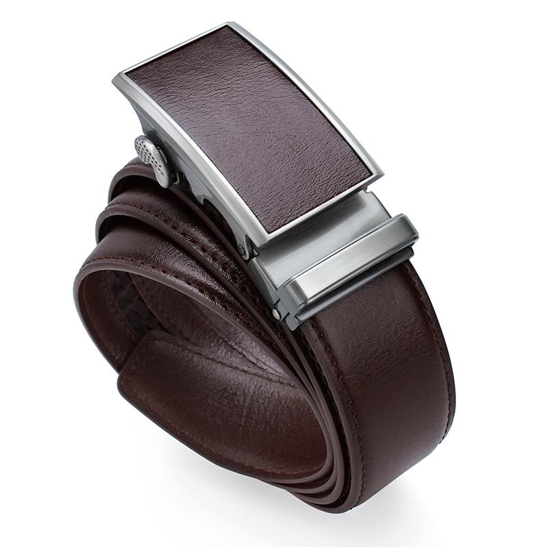 

Men's Leather Belt Automatic Buckle For Business Luxury Split Strap Boss, Men Belts, Black;brown