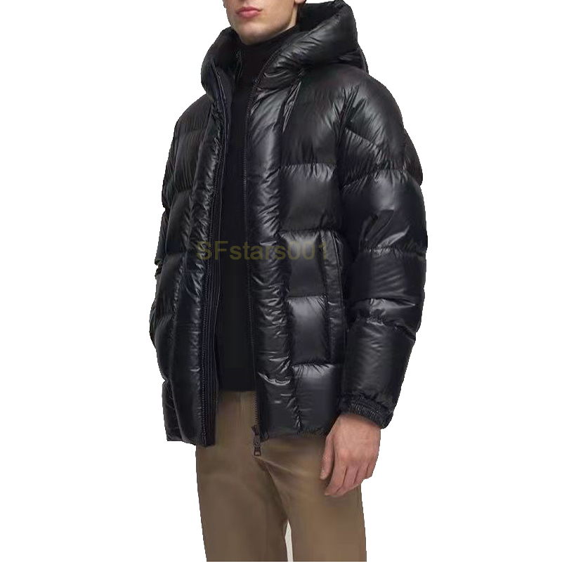 

Winter down jacket Letter tie Stylish atmosphere Cool black reflective color Coat Thicker style Fashionable More than 100% fluffy white duck feather Five sizes XS-XL