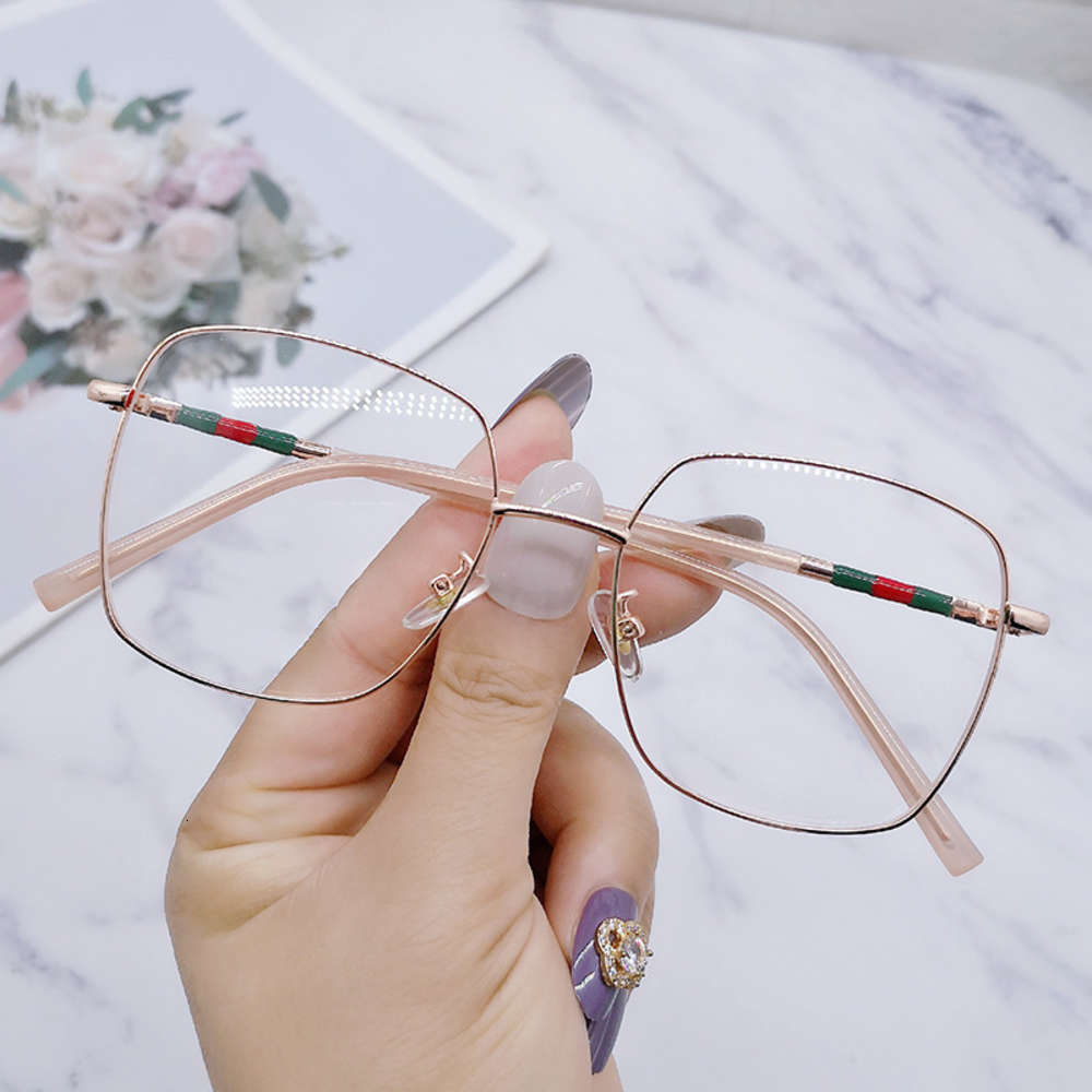 

new fashion personality square large frame anti blue flat lens, White;black