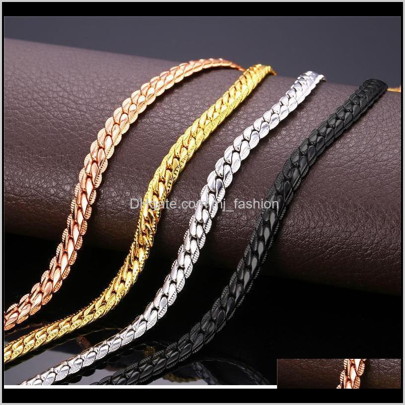 

& Sets Jewelryfashion Platinum Rose Gold Black Gun Plated Perfect Men Jewelry U7 Punk Chunky Chain Necklace Bracelet Hiphop Aessories Jm002, Silver
