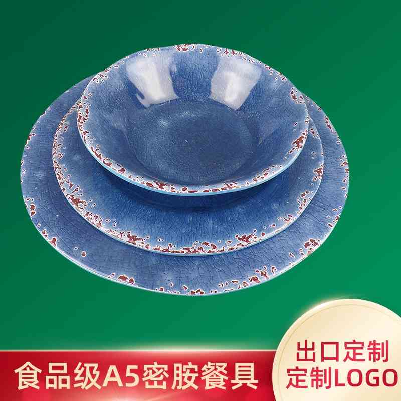 

B072 crack picture tableware beautiful non fragile melamine plate and bowl