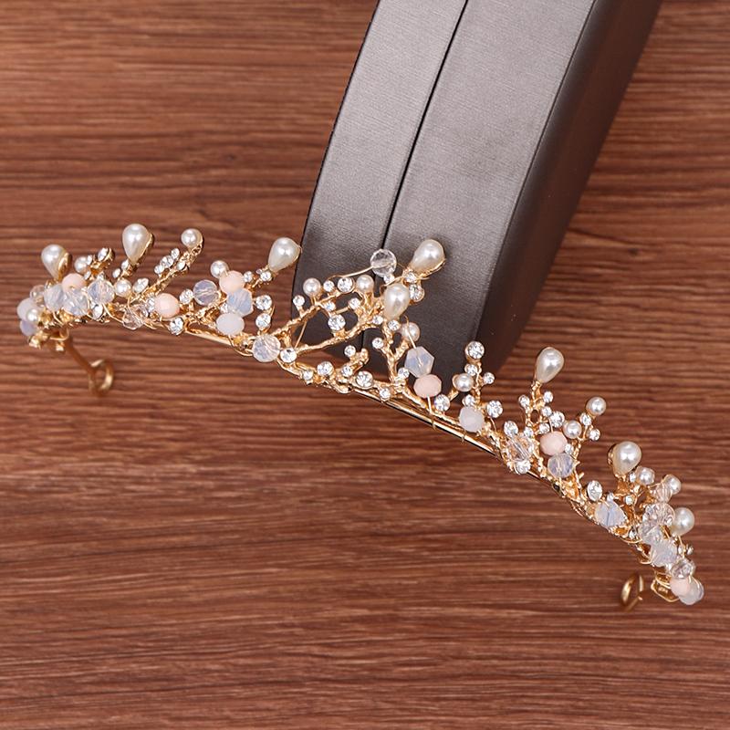 

Hair Clips & Barrettes Golden Branch Pearl Rhinestone Bridal Crown Tiara Wedding Accessories Princess Diadem Headband Headpiece Jewelry, Golden;silver