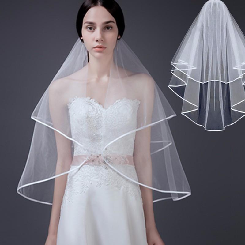 

Bridal Veils Fashion Style 80CM Short Section Beautiful And Generous Two-layer White Or Beige Wedding Party Veil With Comb