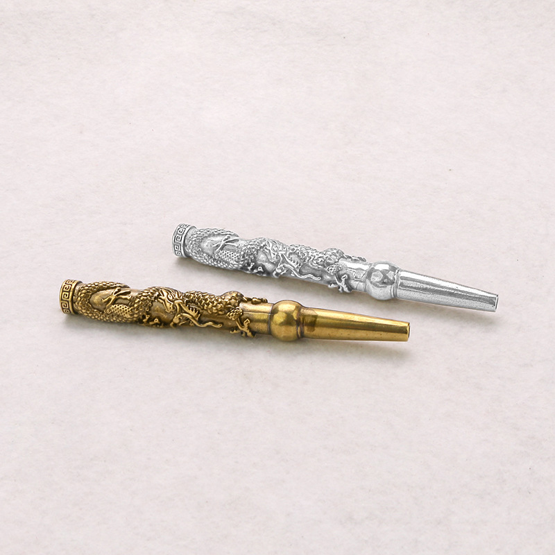 

dragon metal smoke pipe carved pure brass filter washable pipe handicraft water pipes tobacco