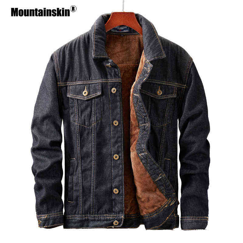 

Mountainskin Men's Denim Jacket Winter Thick Velvet Mens Warm Coat Cowboy Jean Jackets Male Fashion Windproof Coats SA855 Y1122, Black