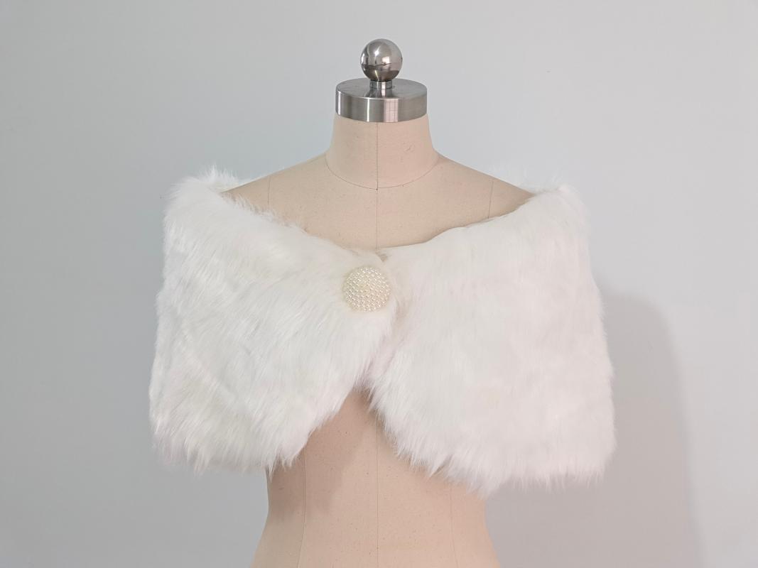 

Wraps & Jackets Ivory Women Bolero Faux Fur Warm Wedding Cloak Winter Overcoat Accessories