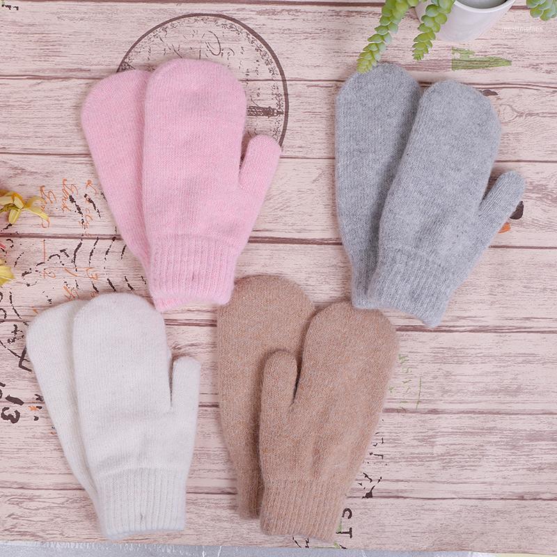 

Pair Korean Style Wool Gloves Female Winter Solid Color All Fingers Women Girls Mittens1