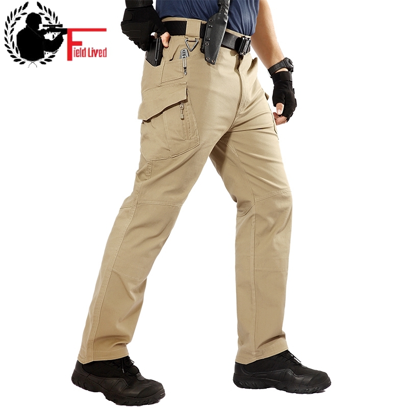 

Mens Cargo Pants Military Style Tactical Pant Army Green Men Canvas Jogger Cargo Elastic Waist Loose Military Trousers Male 210518, Khaki