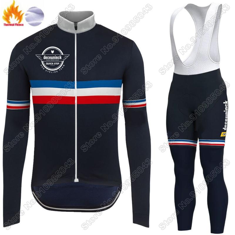 

Racing Sets French National 2021 Cycling Jersey Set France Team Clothing Long Sleeve Bicycle Uniform Pants Bib Maillot Ropa, No fleece 4