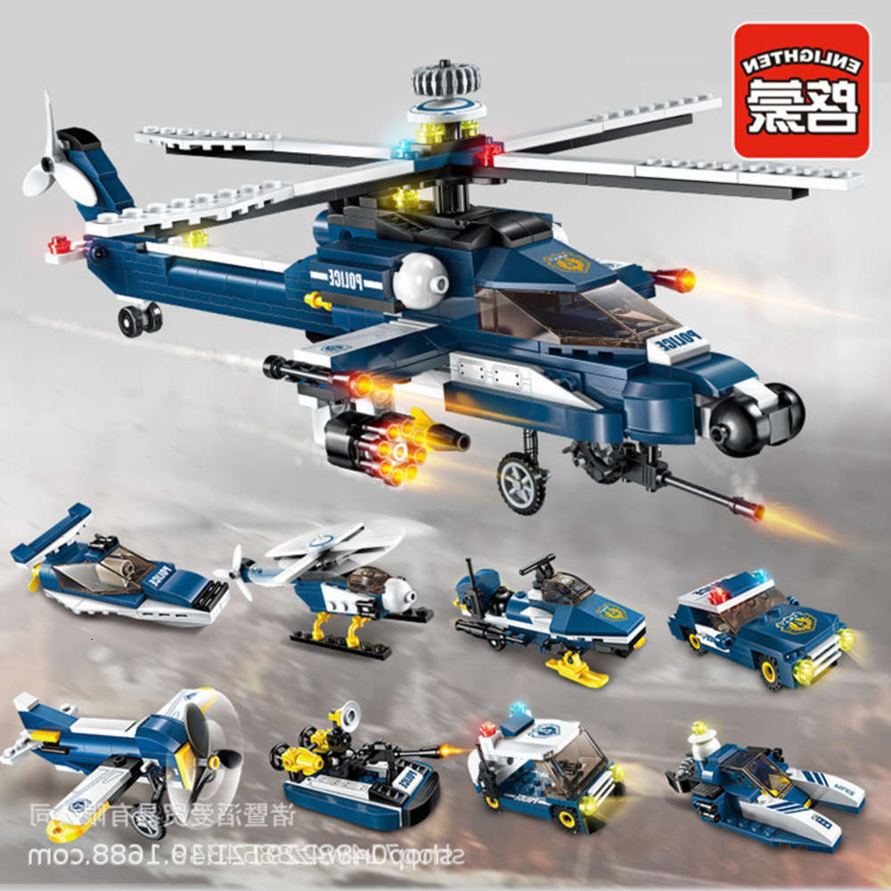 

Assembled toys Storm armed helicopter military eight in one puzzle compatible LEGO modular toys Enlightenment kindergarten