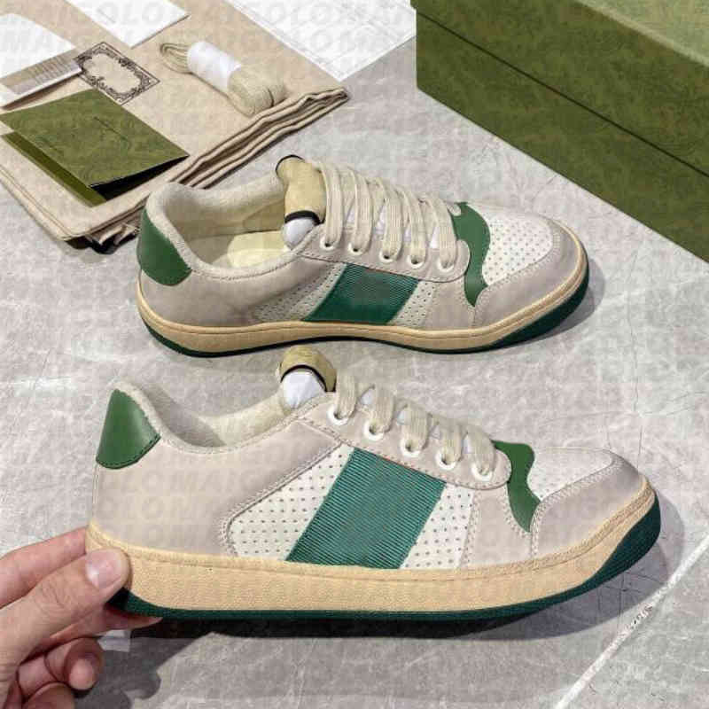 

50%Off Top Quality Man Dress Shoe Women Casual Screener leather sneaker Letter Pattern Green Bottom Bee Tiger Red Stripes Sport White, It is box not shoes