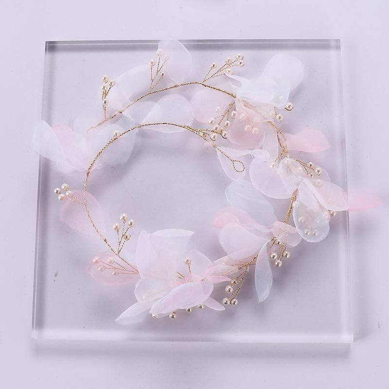 

Hair Clips & Barrettes Bride Hairband Silk Yarn Headdress Hand-woven Pearl Wedding Dress Performance Headpiece Soft Angel Accessories, Golden;silver