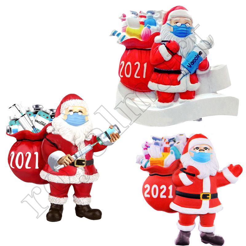 

2021 Quarantine Personalized Christmas Santa Decoration Pendants DIY Hanging Ornament Cute Resin Pendant Party Supplies DHL Fast Free Delivery