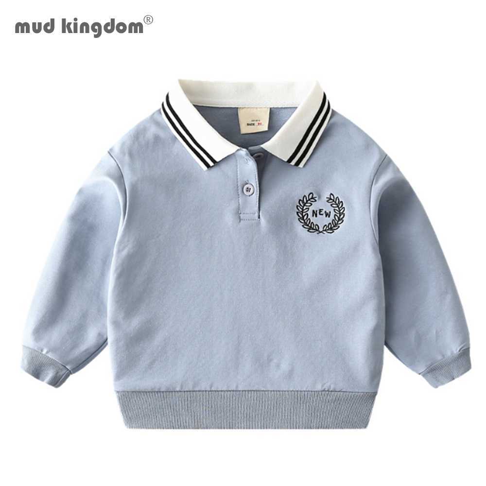 

Mudkingdom Boys Sweatshirts Long Sleeve Pullover Casual Tops Fashion Embroidery Lapel Clothes Spring Autumn 210615, White