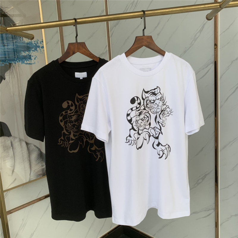 Famous designer men's and women's short-sleeved T-shirt tee hair stylist three tigers embroidery printing pattern round neck cotton com