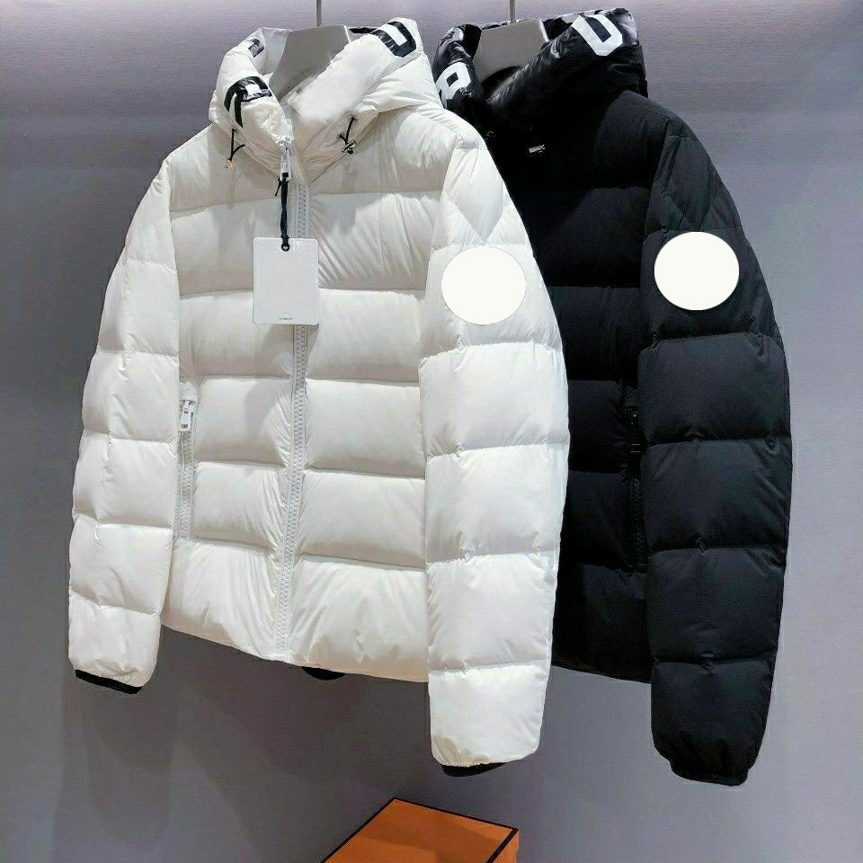 

Fashion Women Men Winter Letter Print Puffer Jacket Warm Hooded Down Coat Casual Padded Coat, White