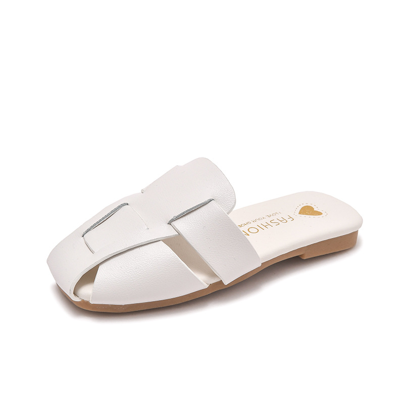 

2021 Summer Baby Girls Sandals Chic Weave Hollow Leather Slippers Soft Sole Shoes Kids for Indoor &Outdoor Children, Black