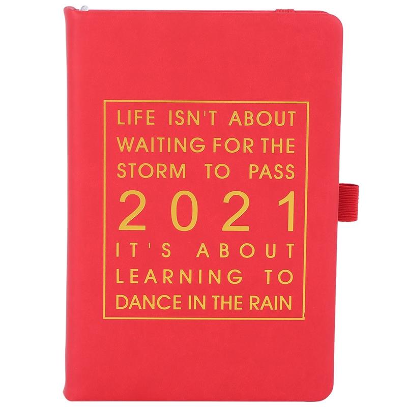 

Fashion Agenda 2021 English Language Thicken Notebook A5 Leather Soft Cover School Planner Efficiency Journal Notepads, Purple;pink