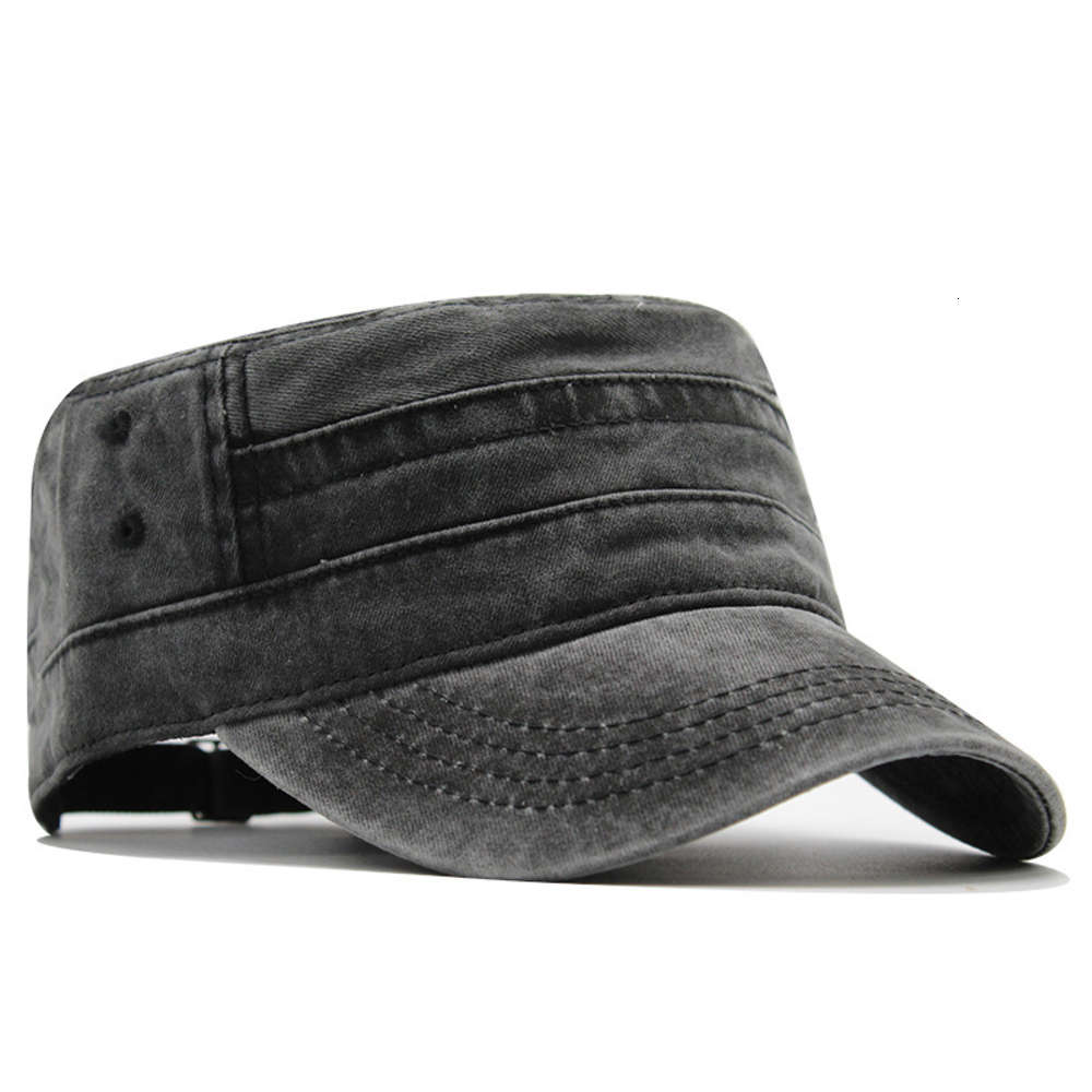 

Sun hat Men's wash used pure cotton monochrome flat top cap, Blue;gray