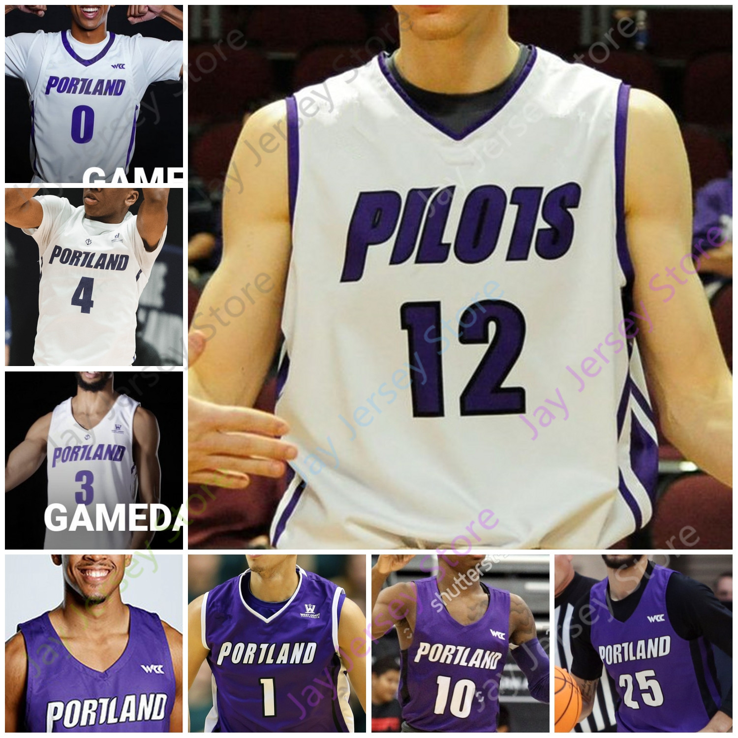 

Portland Pilots Basketball Jersey NCAA College Ray Scott Tyler Robertson Moses Wood Chris Austin Mike Meadows Chika Nduka Jack Perry, Purple