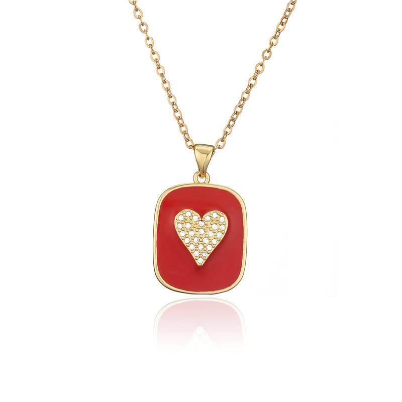 

Pendant Necklaces Mafisar 4 Colors Oil Dropping Necklace Female Party Jewelry Gold Chain CZ Heart For Women Christmas Gift
